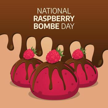 national raspberry bombe day. flat raspberry vector design. flat raspberry cake design. cake illustration.