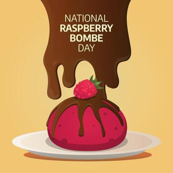 national raspberry bombe day. flat raspberry vector design. flat raspberry cake design. cake illustration.