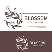 Blossom floral beautiful leaf and flower vector art, icon graphic decoration business wedding template