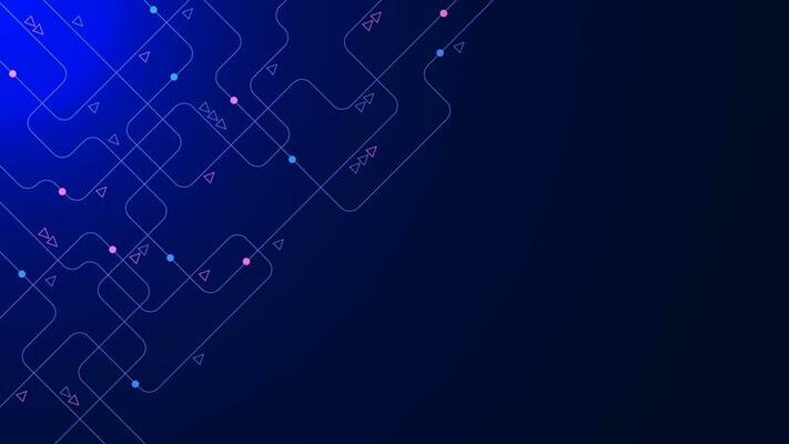 Geometric circuit technology connect dots and lines. Network connection and digital communication technology concept on dark blue background. Vector illustration.