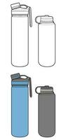 Set off Coloring of tumbler bottle outline drawing vector, tumbler bottle in a sketch style, tumbler bottle training template outline, vector Illustration.