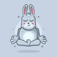 calm rabbit animal character mascot with yoga meditation pose isolated cartoon in flat style design vector