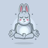 calm rabbit animal character mascot with yoga meditation pose isolated cartoon in flat style design vector