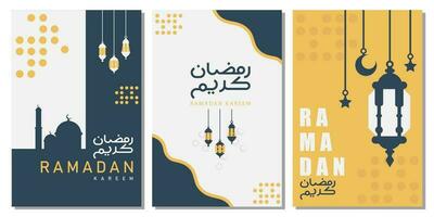 Ramadan kareem cover and poster bundle templates flat style vector