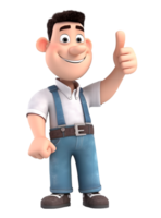 3d male character showing thumbs up, ok symbol, agree, yes etc. generative ai png