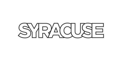 Syracuse in the Italia emblem. The design features a geometric style, vector illustration with bold typography in a modern font. The graphic slogan lettering.