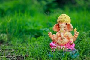 Indian Lord ganesha statue, idols of lord Ganesh for upcoming Ganapati festival in India. photo