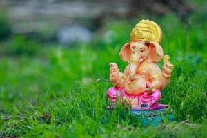 Indian Lord ganesha statue, idols of lord Ganesh for upcoming Ganapati festival in India. photo