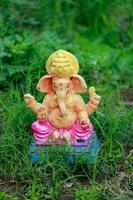 Indian Lord ganesha statue, idols of lord Ganesh for upcoming Ganapati festival in India. photo