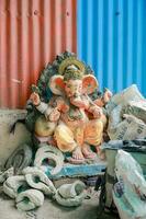 Indian Lord ganesha statue, idols of lord Ganesh for upcoming Ganapati festival in India. photo