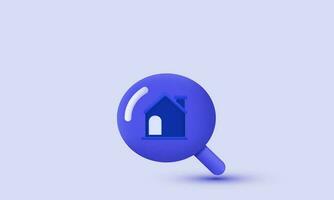 illustration 3d vector house search icon modern symbols isolated on background