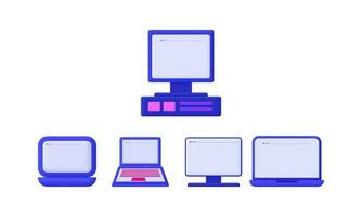 vector illustration set collection personal computer 3d icon symbols isolated on background