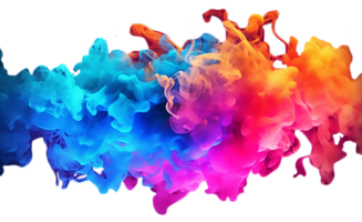 colorful smoke isolated on transparent background. generative ai png