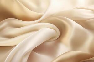 Satin texture beige gradient fabric background, silk backdrop. Generative AI photo