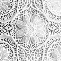 Retro white lace pattern with flowers. Elegant fabric design. photo