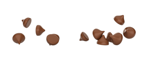 gotas de chocolate sortidas caindo ilustração 3d png