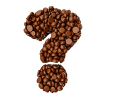 Question Mark made of chocolate Chips Chocolate Pieces Question Icon 3d illustration png