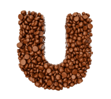 alfabet u gemaakt van chocola chips chocola stukken alfabet brief u 3d illustratie png