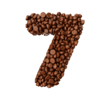 Digit 7 made of chocolate Chips Chocolate Pieces 7 3d illustration png