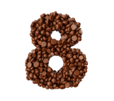 siffra 8 tillverkad av choklad pommes frites choklad bitar 8 3d illustration png