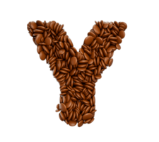 lettre y fabriqué de Chocolat recouvert des haricots Chocolat des sucreries alphabet mot y 3d illustration png