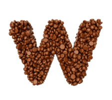 alfabet w gemaakt van chocola chips chocola stukken alfabet brief w 3d illustratie png