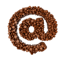 At the rate made of chocolate Chips Chocolate Pieces, At the rate Email Symbol 3d illustration png