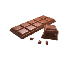 3d illustratie van lekker chocola stukken en bar png