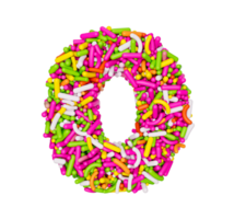 dígito 0 0 hecho de vistoso asperja numérico cero número arco iris asperja 3d ilustración png