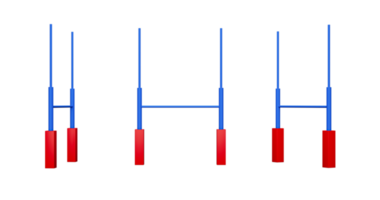 poteaux de rugby isolés avec rembourrage bleu poteau de but de football américain illustration 3d png
