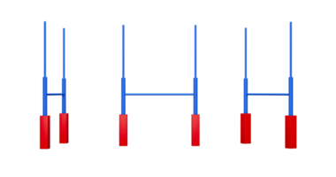 geïsoleerde rugbypalen met blauwe opvulling Amerikaans voetbal doelpaal 3d illustratie png