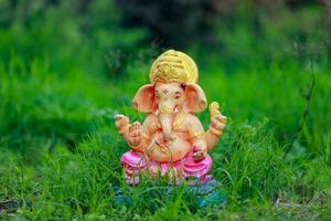 Indian Lord ganesha statue, idols of lord Ganesh for upcoming Ganapati festival in India. photo