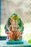 Indian Lord ganesha statue, idols of lord Ganesh for upcoming Ganapati festival in India. photo