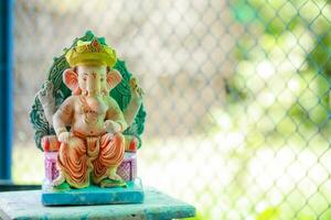 Indian Lord ganesha statue, idols of lord Ganesh for upcoming Ganapati festival in India. photo