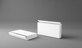 White box mockup, blank box template isolated on grey background, 3D rendering photo