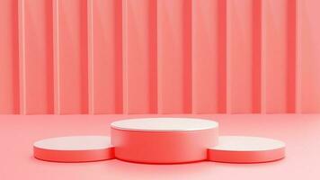 Abstract minimal scene with geometrical forms. Pink background. 3d render photo