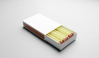 Box of matches on a white background. 3d render illustration photo