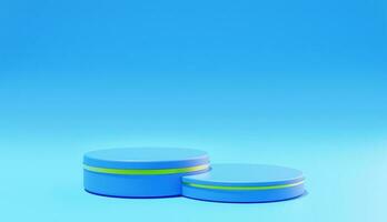 Podium or platform for product display with blue background. 3d rendering photo