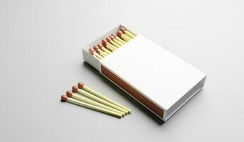 Matchsticks in a box on a white background. 3d rendering photo