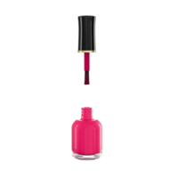 producto de esmalte de uñas rosa fotografía 3d de vial de vidrio con tapa de laca negra ilustración 3d png