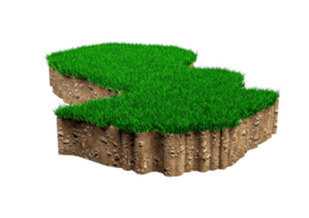 Paraguay map soil land geology cross section with green grass and Rock ground texture 3d illustration png