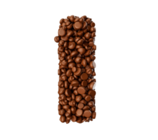 alphabet j'ai fait de pépites de chocolat morceaux de chocolat lettre de l'alphabet j'ai 3d illustration png