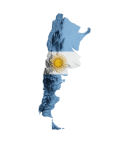 Argentina. mapa de relevo sombreado com ilustração 3d de bandeira png