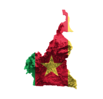Cameroon Map and flag 3d topographic map 3d illustration png