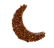 forme de croissant de lune, signe musulman eid ramadan, illustration 3d de morceaux de chocolat png