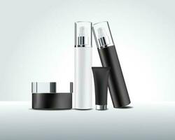 set of black and white cosmetic mock on  background vector