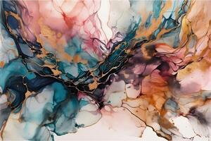 Marble ink abstract art from exquisite original painting for abstract background. photo