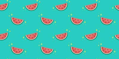 Cute Watermelon seamless pattern. Vector hand drawn cartoon illustration. Watermelon fruit in doodle style. Flat design