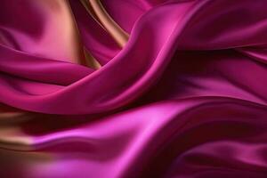 Satin texture magenta fabric background, silk backdrop. Generative AI photo