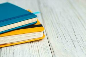 Notebook diary for planning in blue and yellow. photo